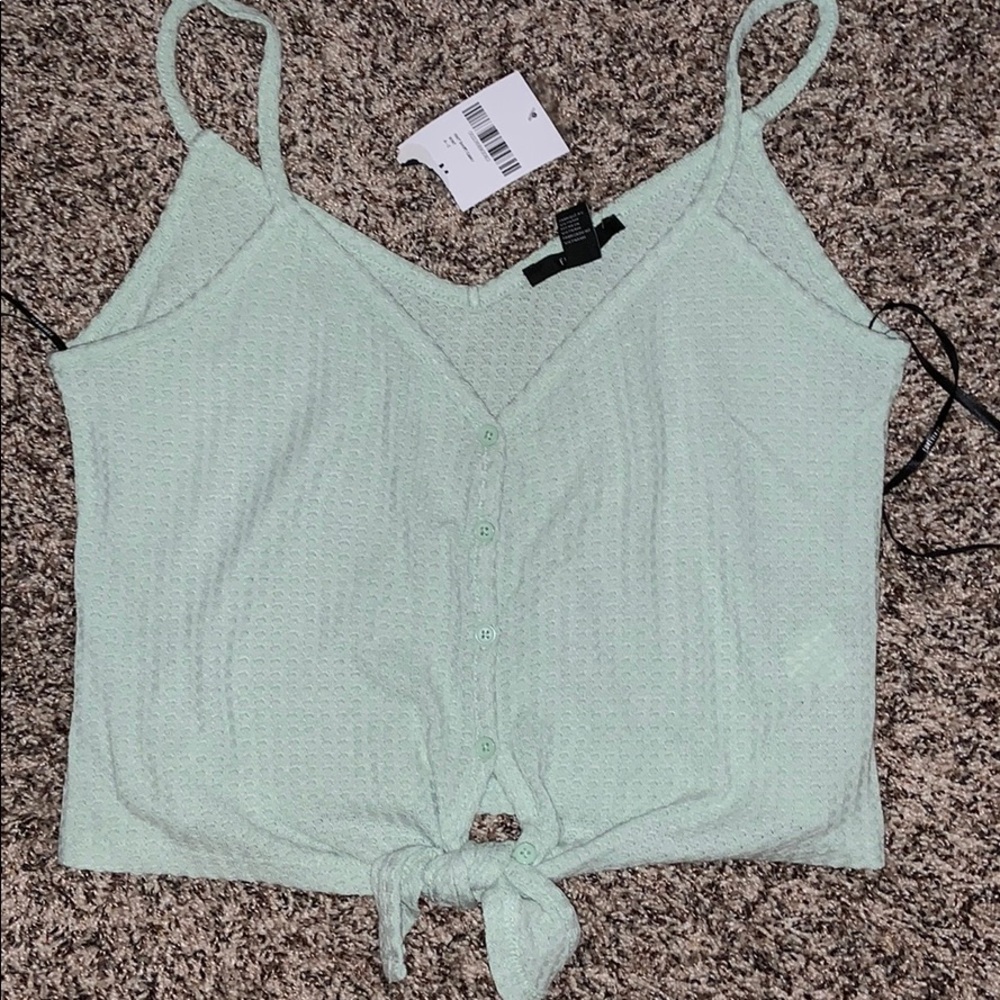 Forever 21 mint green tie front tank